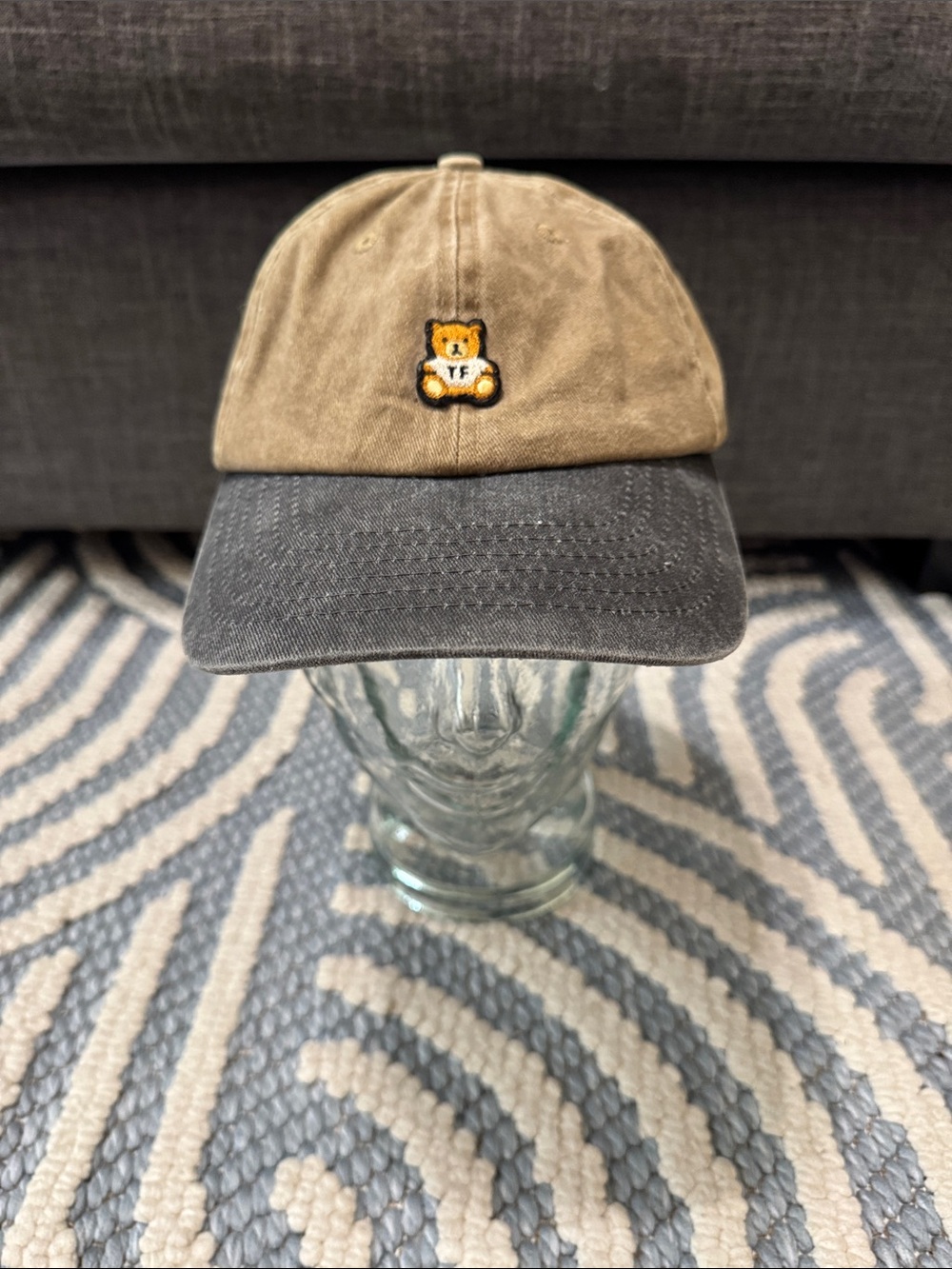 Teddy Fresh Embroidered Bear Two Tone Distressed Baseball Cap